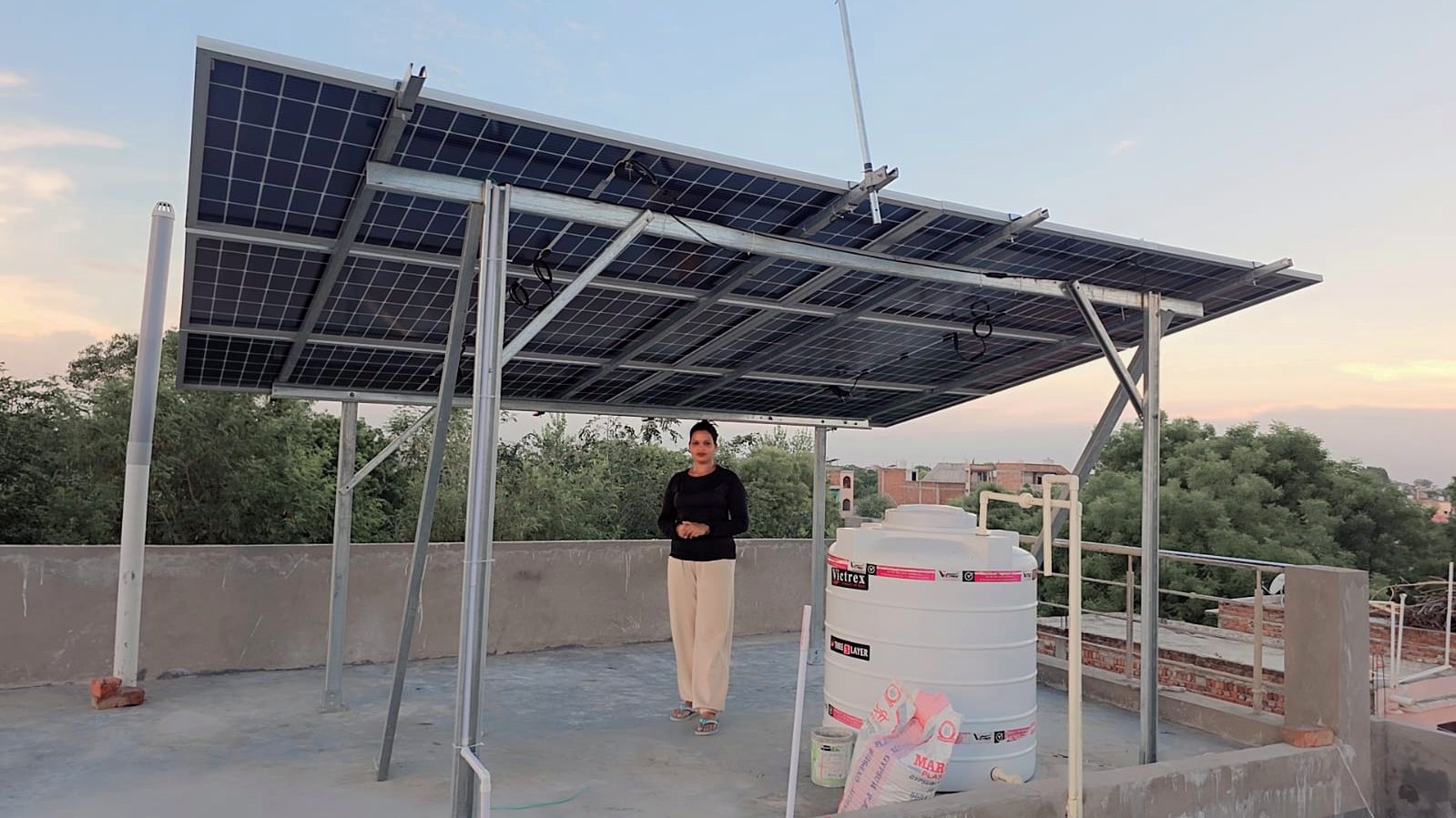 Rooftop solar panel installation